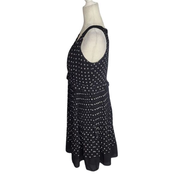 NEW LOFT black polka-dot sleeveless pleated dress 6P - Picture 3 of 10